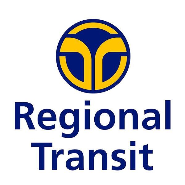 Regional Transit logo with a blue and yellow emblem above the text 'Regional Transit'.