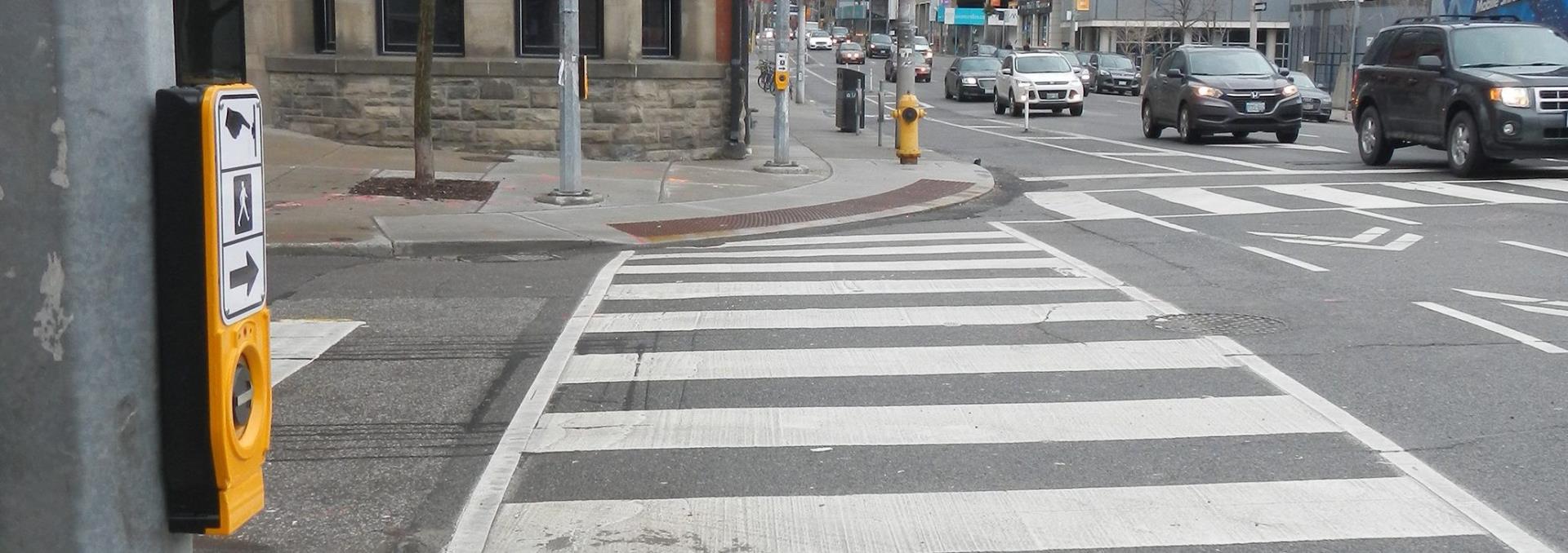 Accessible Pedestrian Signals on a busy street